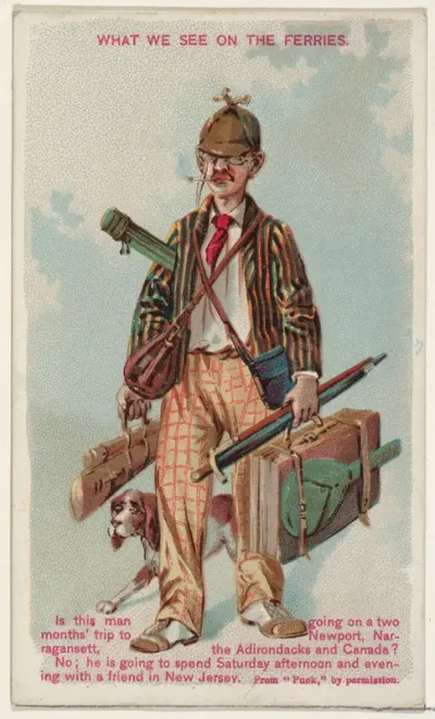 What We See on the Ferries, from the Snapshots from "Puck" series (N128) issued by Duke Sons & Co. to promote Honest Long Cut Tobacco
