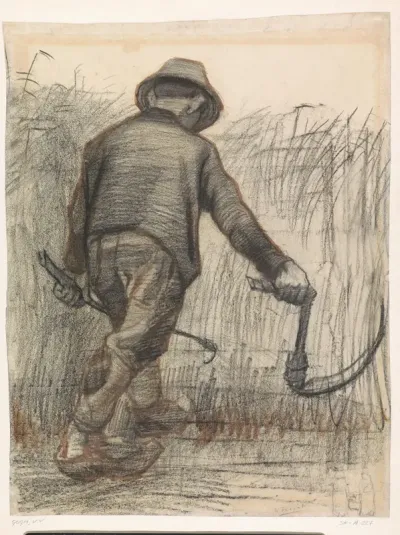 Wheat Reaper with Hat, Seen from Behind