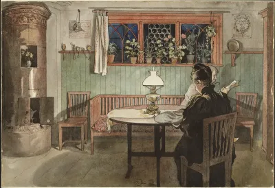 When the Children have Gone to Bed. From A Home (26 watercolours)