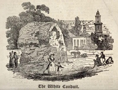 White conduit, looking towards Pentonville: in the distance is St Pancras church