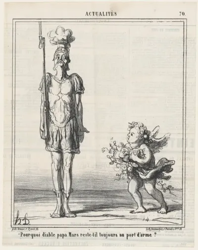 Why the hell does Mars still have a weapon?, from 'News of the day,' published in "Le Charivari"