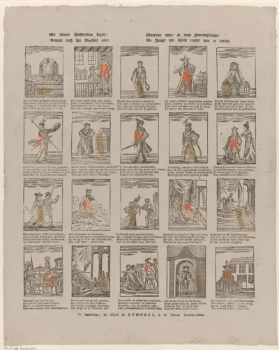 Wie immer Amsterdam beziet / Vergete toch het doolhof niet / Waarvan men / in dees prenttafreelen / De jeugd een schets tracht mee te deelen