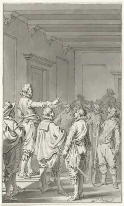 Wigbold Ripperda spreekt de burgers en de schutterij van Haarlem toe, december 1572