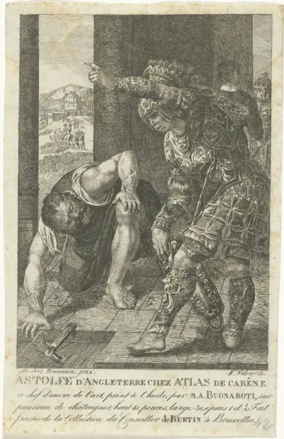 Wijzende man in harnas
