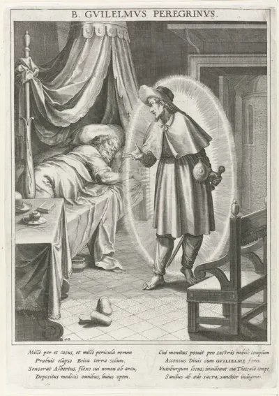Wilhelmus van Sann verschijnt als pelgrim aan graaf Albert van Baden