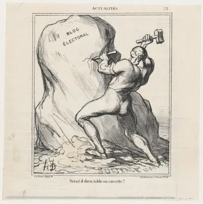 Will he be God, a table, or a basin?, from 'News of the day,' published in Le Charivari, April 12, 1869