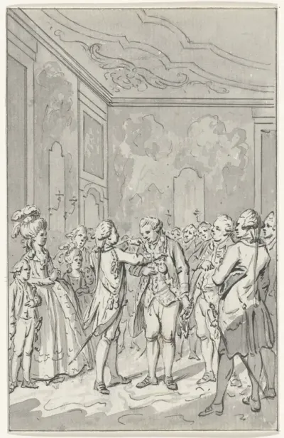 Willem V vereert de helden van de zeeslag bij Doggersbank, 1781