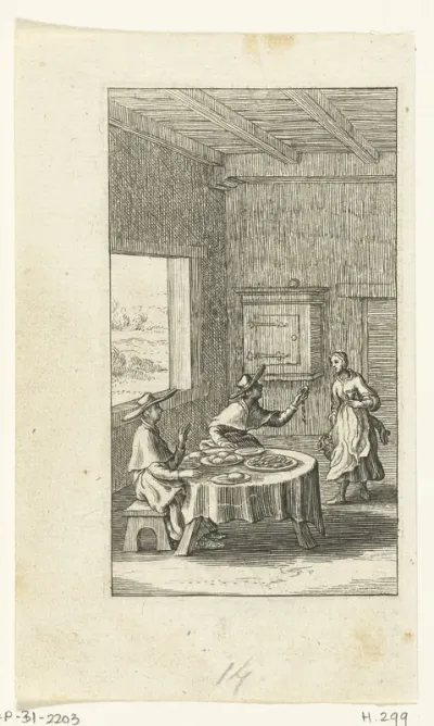 Willemynken beklaagt zich over het eten bij een bediende