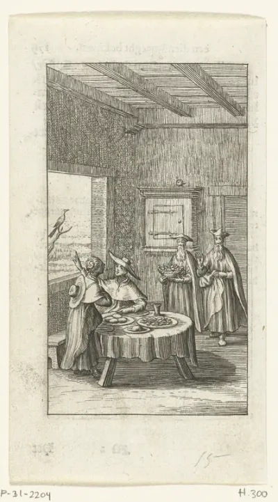 Willemynken negeert twee geestelijken met het heilige sacrament