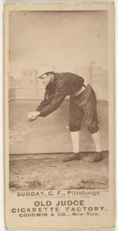 William Ashley "Billy" Sunday, Center Field, Pittsburgh, from the Old Judge series (N172) for Old Judge Cigarettes