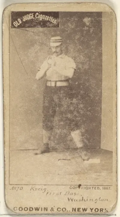 William "Bill" Frederick Krieg, 1st Base, Washington Nationals, from the Old Judge series (N172) for Old Judge Cigarettes