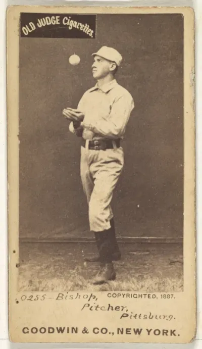 William "Bill" Robinson Bishop, Pitcher, Pittsburgh, from the Old Judge series (N172) for Old Judge Cigarettes