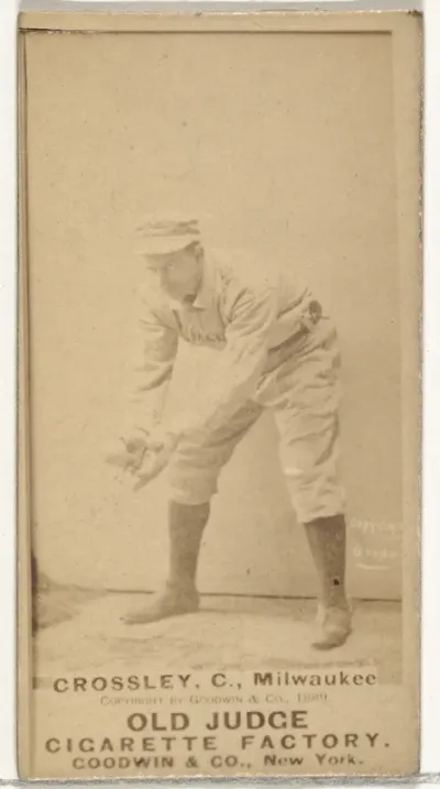 William C. Crossley, Catcher, Milwaukee, from the Old Judge series (N172) for Old Judge Cigarettes