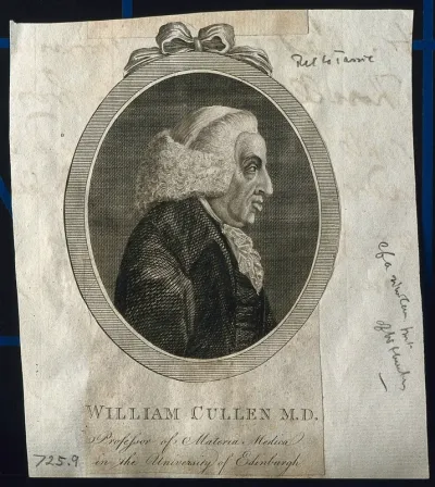 William Cullen. Line engraving by J. Caldwall, 1799, after J. Tassie