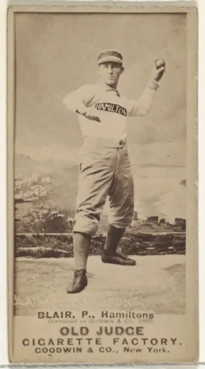 William Ellsworth "Bill" Blair, Pitcher, Hamilton Hams, from the Old Judge series (N172) for Old Judge Cigarettes
