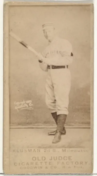William F. "Billy" Klusman, 2nd Base, Milwaukee, from the Old Judge series (N172) for Old Judge Cigarettes
