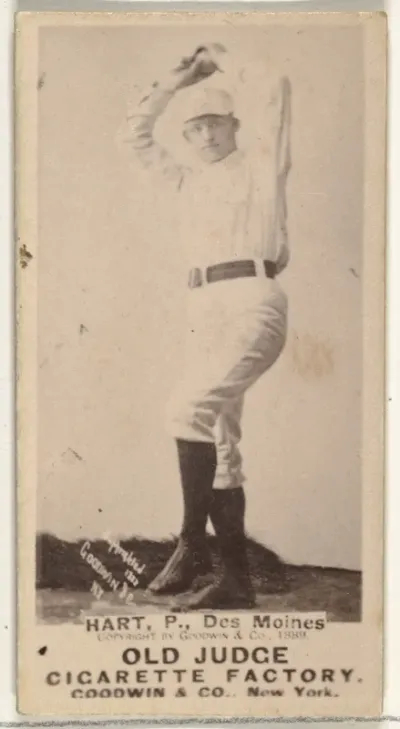 William Franklin "Bill" Hart, Pitcher, Des Moines Prohibitionists, from the Old Judge series (N172) for Old Judge Cigarettes