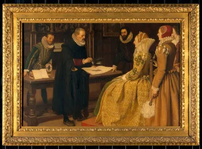 William Gilbert demonstrating the magnet before Queen Elizabeth, 1598