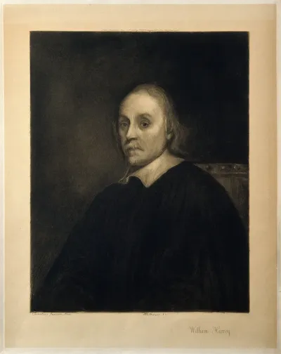 William Harvey. Etching by C.A. Waltner, 1887, after C. Janssen