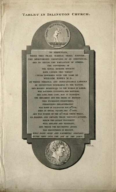 William Hawes: memorial tablet
