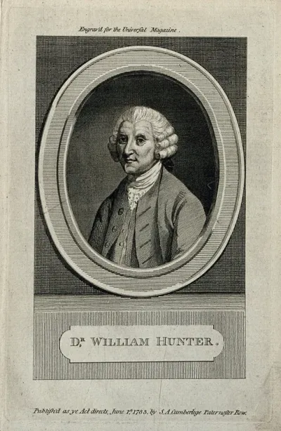 William Hunter. Line engraving, 1783, after M. Chamberlin after J. Zoffany