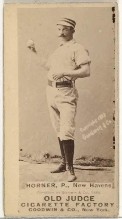 William "Jack" Frank Horner, Pitcher, New Haven, from the Old Judge series (N172) for Old Judge Cigarettes