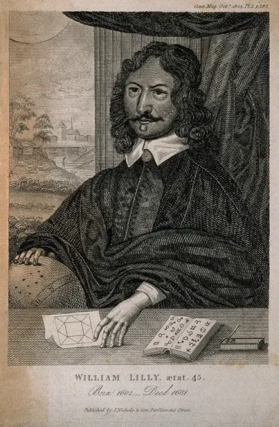William Lilly. Line engraving, 1823, after W. Marshall, 1659