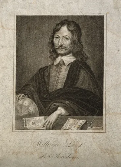 William Lilly. Stipple engraving by S. Freeman after W. Marshall, 1659