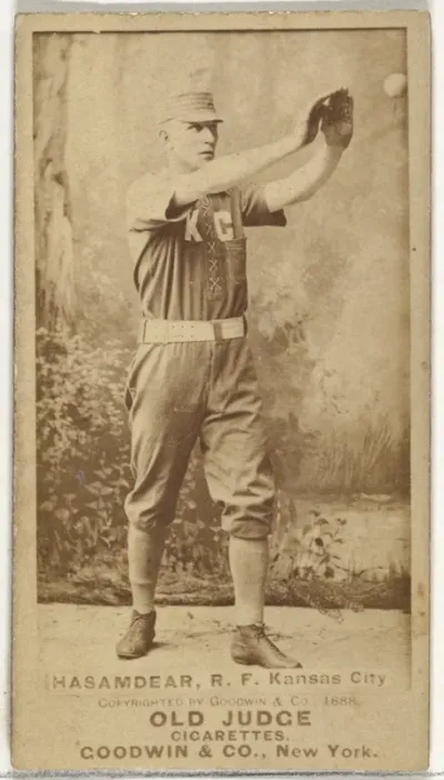 William Louis Hassamaer, Right Field, Kansas City Cowboys, from the Old Judge series (N172) for Old Judge Cigarettes