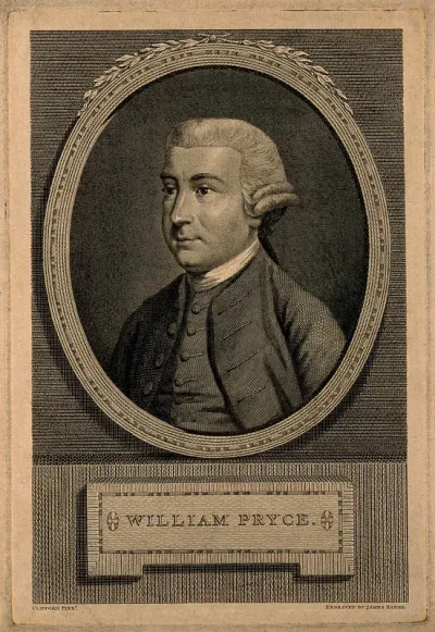William Pryce. Line engraving by J. Basire, 1778, after Clifford