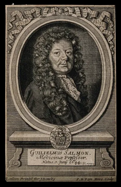 William Salmon. Line engraving by F. H. van Hove, 1714