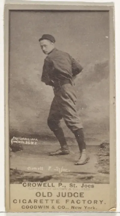 William Theodore "Billy" Crowell, Pitcher, St. Joseph Clay Eaters, from the Old Judge series (N172) for Old Judge Cigarettes