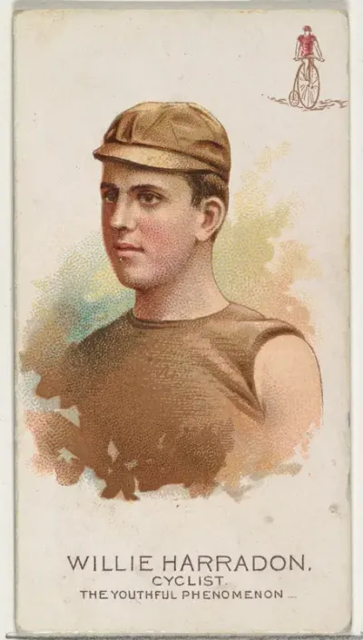 Willie Harradon, Cyclist, The Youthful Phenomenon, from World's Champions, Series 2 (N29) for Allen & Ginter Cigarettes
