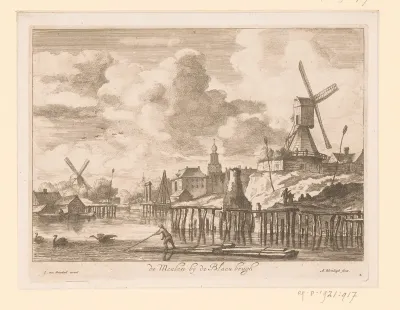 Windmolen bij de Blauwbrug in Amsterdam