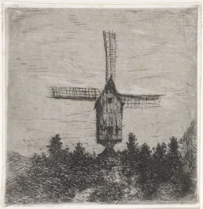 Windmolen met drie zichtbare wieken