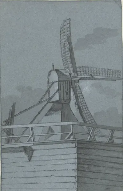 Windmolen met houten onderbouw