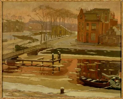 Winter, gezicht vanuit zijn huis aan het Eemskanaal z.z. te Groningen