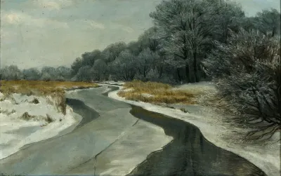 Winter landscape at a river.