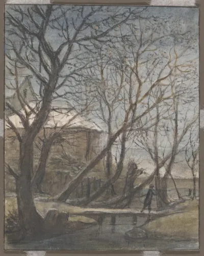 Winter Landscape with a Man Crossing