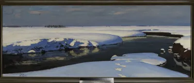 Winter landscape with a river.