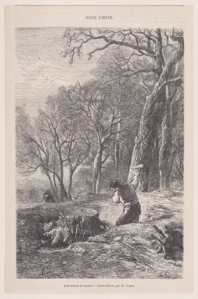 Winter Scene: Removing Stumps, from "Le Magasin Pittoresque"