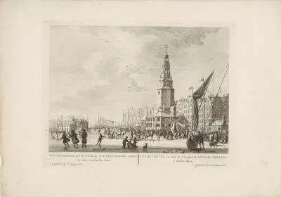 Wintergezicht bij de Haringpakkerstoren te Amsterdam