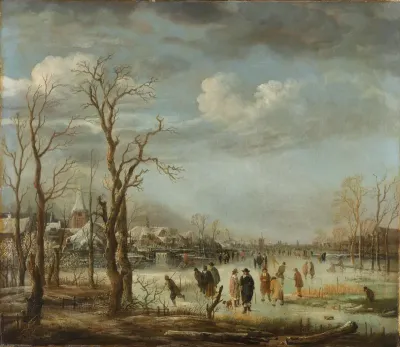 Wintergezicht nabij een stad