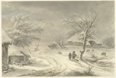 Wintergezicht te Exloo, Drenthe