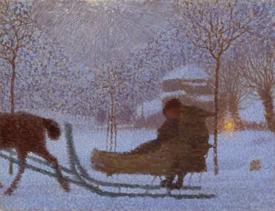 Winterlandschaft mit Schlitten