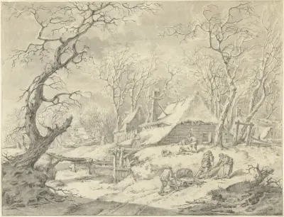 Winterlandschap met boerderij