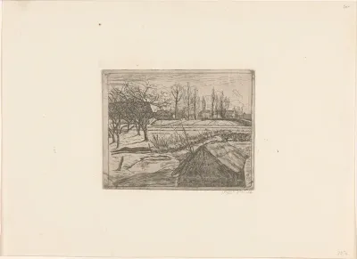Winterlandschap met boerderijen