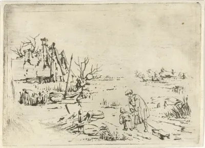 Winterlandschap met boerderijen
