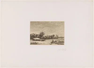 Winterlandschap met dorp