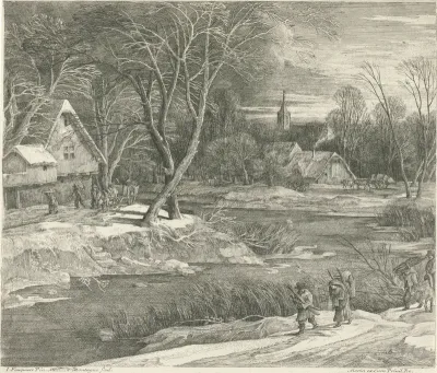 Winterlandschap met een dorpsgezicht